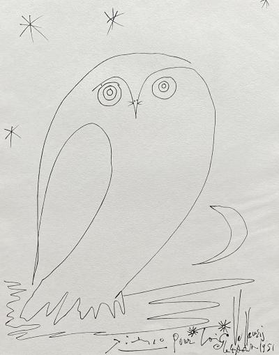 Pablo PICASSO - Le hibou et la lune, 1954 - Gravure signée dans la planche 2